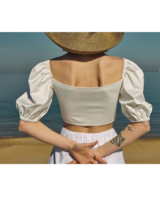 NAZLI CEREN White Grace Ruched Top