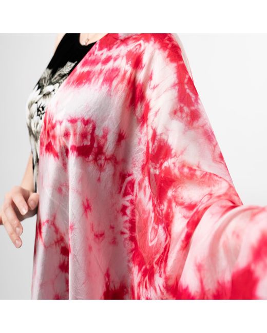 Silk and Bears Pink Crimson Bloom Shibori Silk Shawl – Hand-Dyed Mulberry Silk Wrap