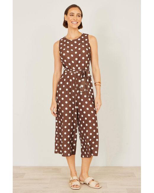 Yumi' Red Polka Dot Culotte Jumpsuit
