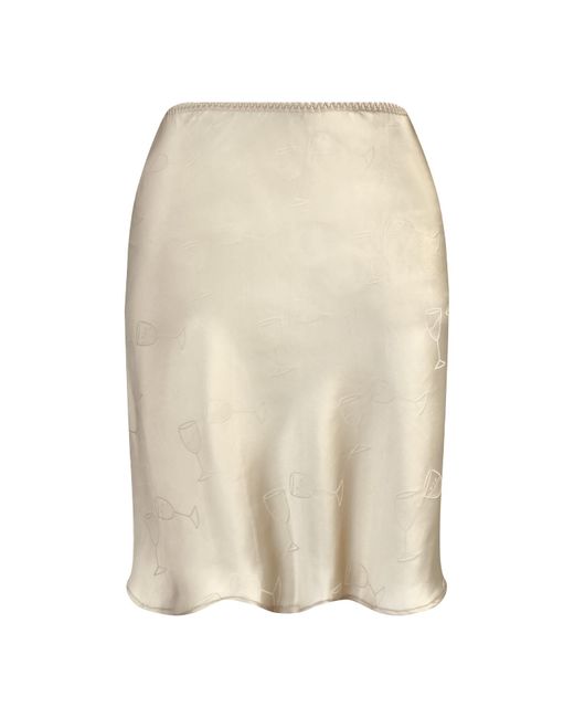 NOT JUST PAJAMA Natural Flowy Silk Jacquard Mini Skirt
