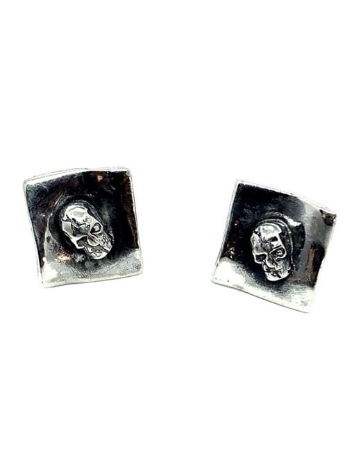 Tg-Jewellery by Tamara Gervasio Green Skull Stud Square Earrings
