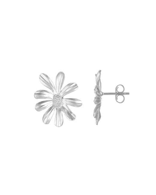 Lulu B London White Daisy Flower & Pearl Stud Drop Earrings