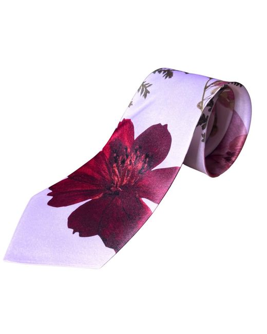 Baines London Purple Love Light Floral Design Satin Suit Tie