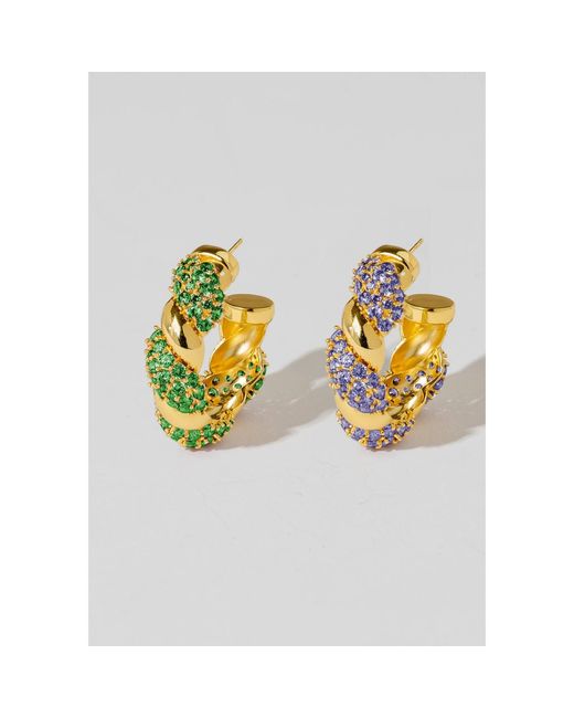 Lavani Jewels Multicolor Blue & Gold Plated Paramount Hoops
