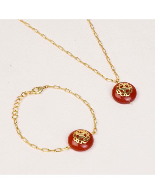 Lila Rasa Metallic Carnelian Necklace Melange