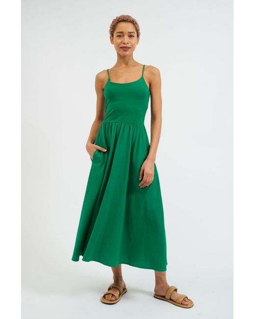 Louche Green Soumia Jersey Bodice And Recycled Cotton Skirt Midaxi Dress