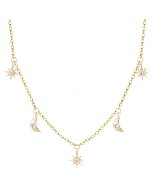 KAMARIA Metallic Moon & Stars Celestial Layering Necklace