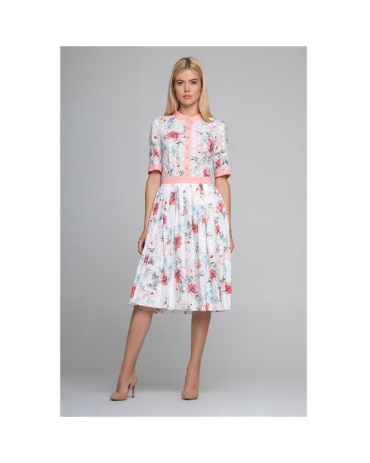 Rumour London Multicolor Toscana Floral Print Broderie Anglaise Midi Dress