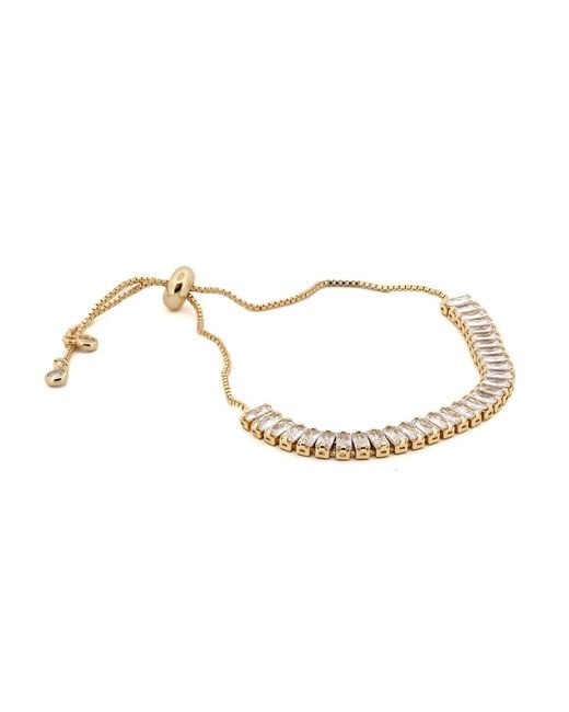 Ebru Jewelry Metallic Baguette Diamond Adjustable Fashion Bracelet