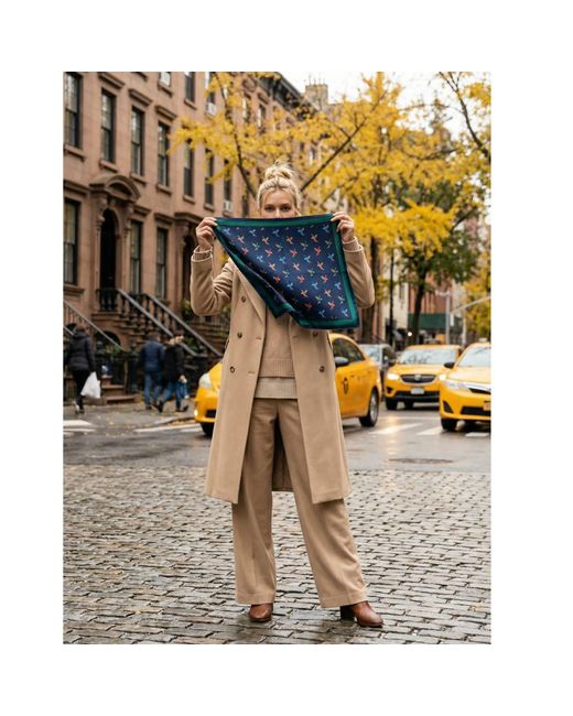 Jessie Zhao New York Blue Freedom Wings Double Sided Silk Scarf