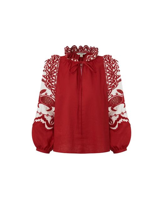 Pecanpepperpelican Crab & Shrimp Embroidered Blouse