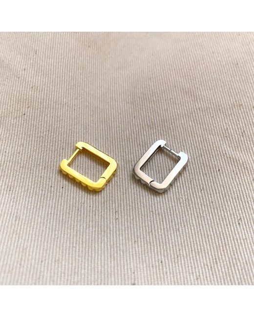 Spero London Pink Sterling Rectangular Hoop Earrings