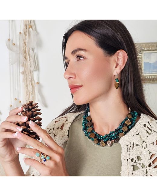 Farra Green Tiger-Eye With Bamboo Coral Earrings