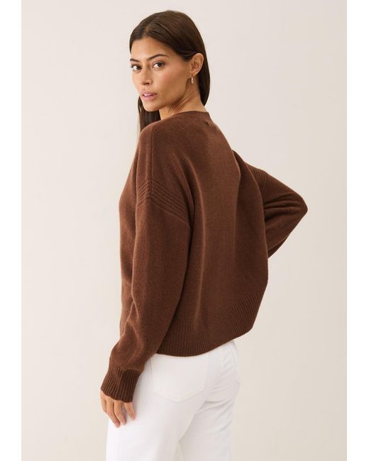 Loop Cashmere Brown Shell Edge Cardigan