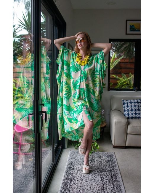 Jennafer Grace Green Canopy Nude Caftan