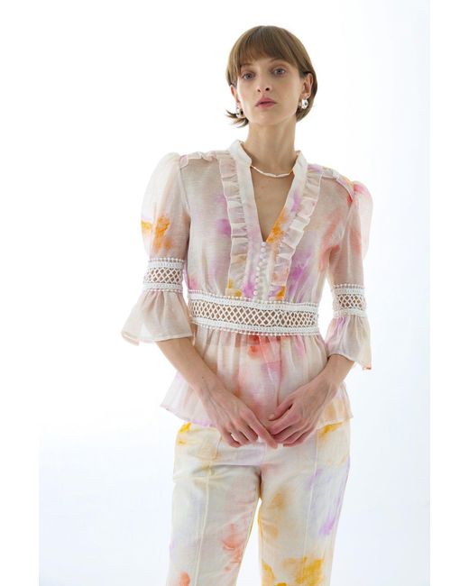 We Are Kindred Pink Josephine Silk Peplum Blouse
