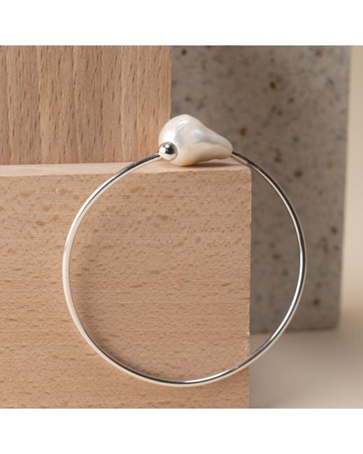 Silver Moon Metallic Sterling Bracelet With Pearl
