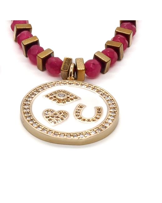 Ebru Jewelry Metallic Magic Blessing Pendant Beaded Necklace