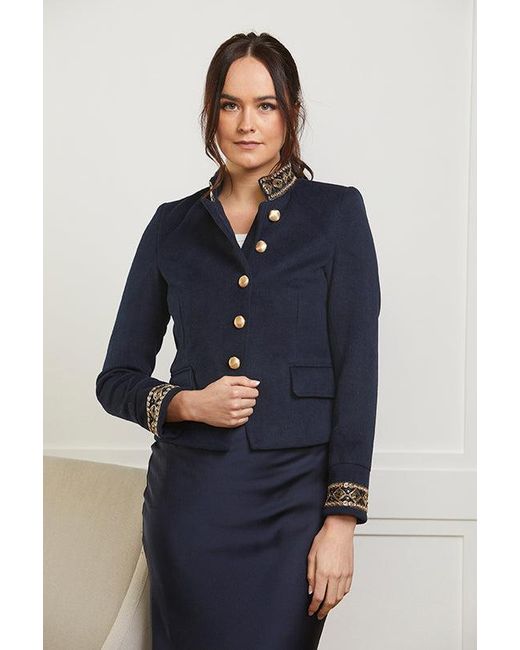 Guinea London Blue Military Jacket With Sequin Braid Details