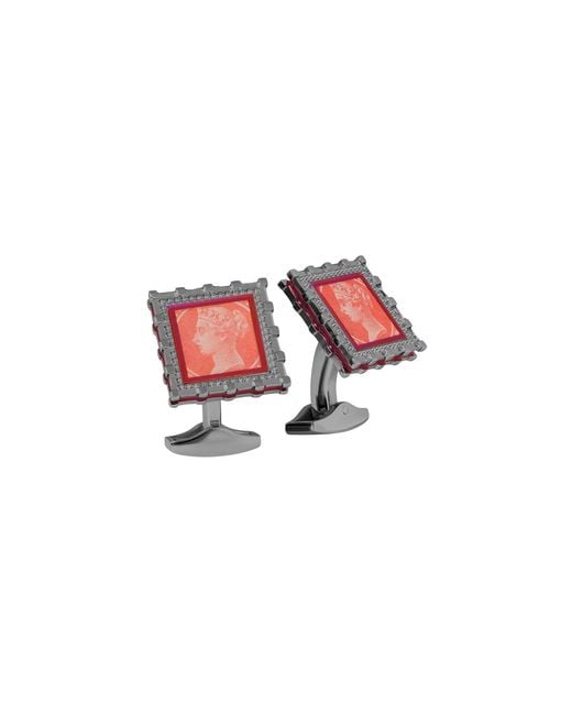 Tateossian Red Gunmetal Regalia Victoria Cufflinks for men