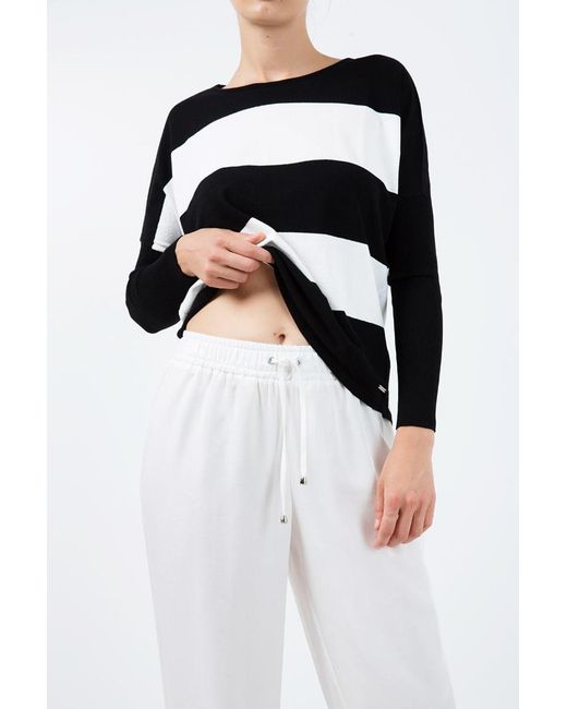 Conquista White Neutrals Long Wide Leg Pants