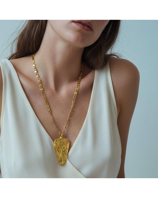 Silver & Elegant Co. Metallic Astarte Goddess Thick Plated Bronze Necklace