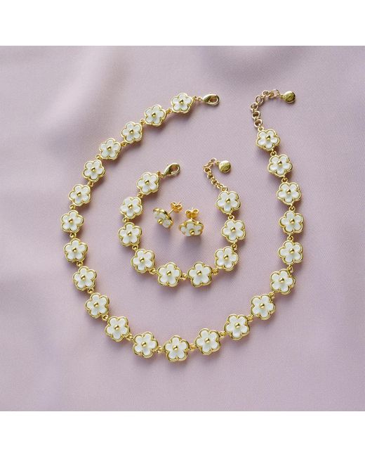 POPORCELAIN Metallic Porcelain Daisy Cluster Necklace