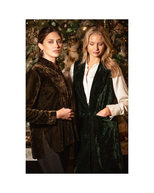 At Last Green Long Silk Velvet Waistcoat