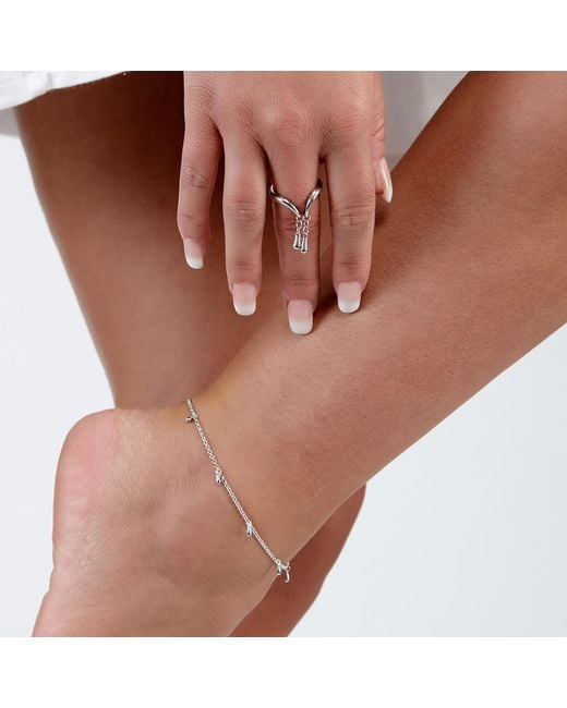 Lucy Quartermaine Metallic Solid Sterling Multi Drop Anklet