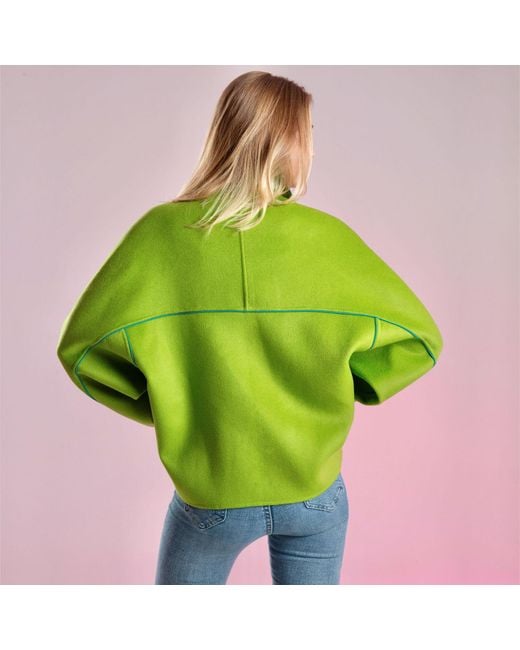 Beatrice von Tresckow Green Lime Cashmere Mix Audrey Bomber Jacket