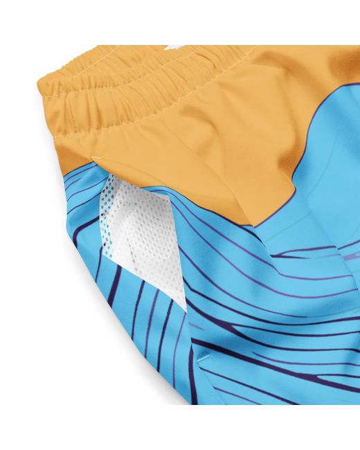 Anchor and Crew Blue Deep Waves Pattern Recycled Fabric Swim Shorts for men