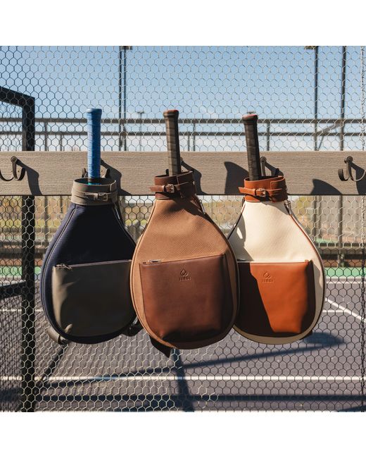 JURGI Brown Canvas & Leather Tennis Racket Backpack for men