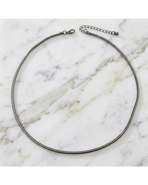 Bellus Domina Metallic Rhodium Plated Sterling Snake Chain Necklace