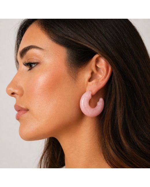 Hye Jane Jewelry Pink Marbled Rena Resin Hoops