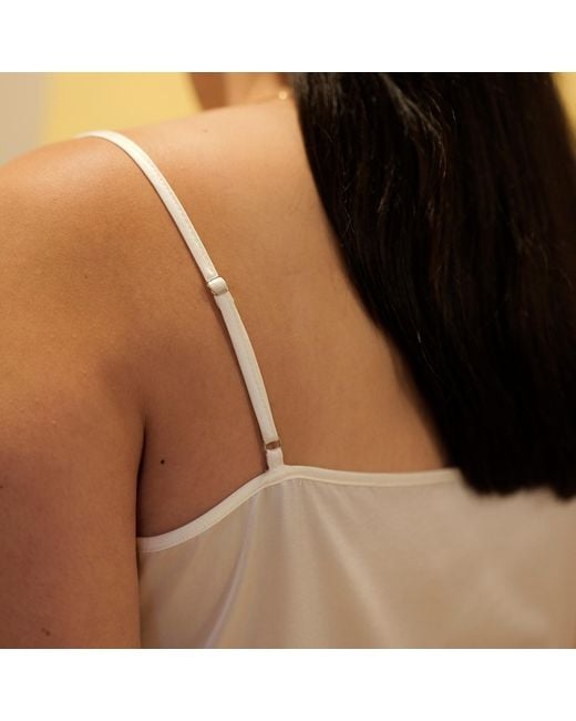 Soft Strokes Silk White Pure Mulberry Silk Cowl Neck Camisole, Spaghetti Strap