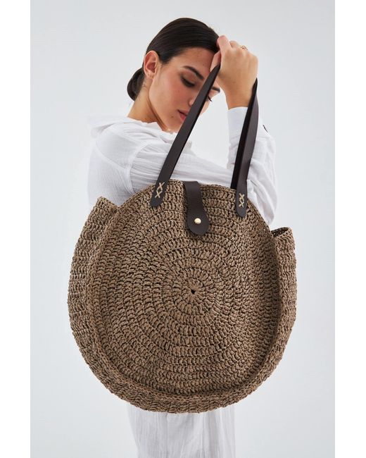 Peraluna Brown Kai Bag Hand Knitted Shoulder Bag