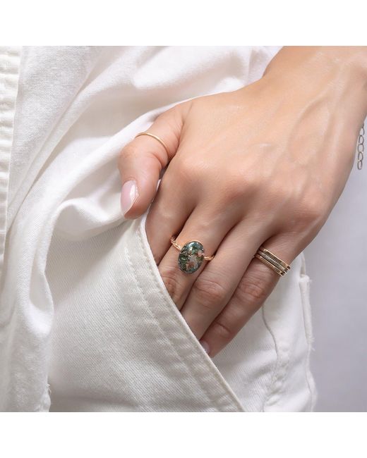Kate Koel Green Gemstone Oval Statement Ring