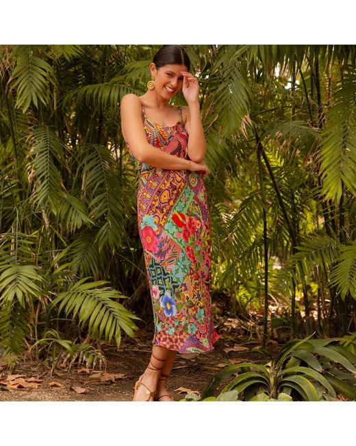 Introvertie VIENNA Multicolor Not Your Darling Bias Cut Slip Dress Midi