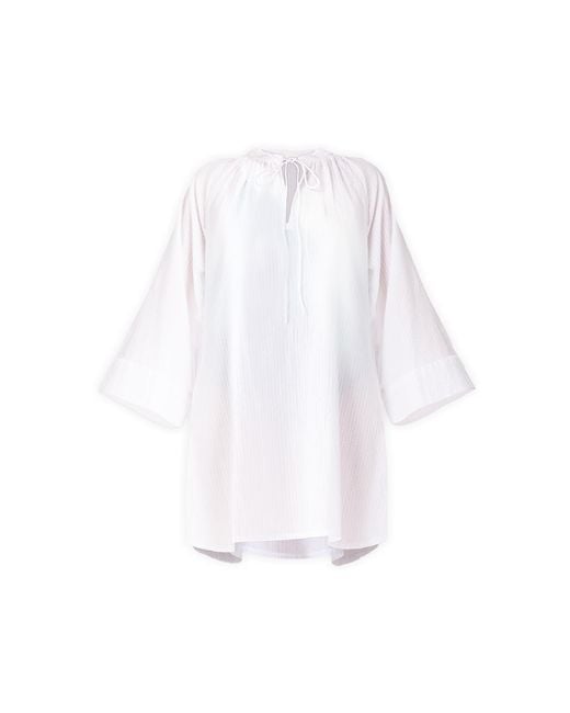 REISTOR White Oversized Beach Cover-Up With Front Tie Detail