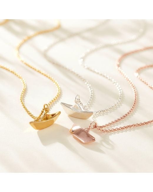 Posh Totty Designs Metallic Sterling Origami Boat Charm Necklace