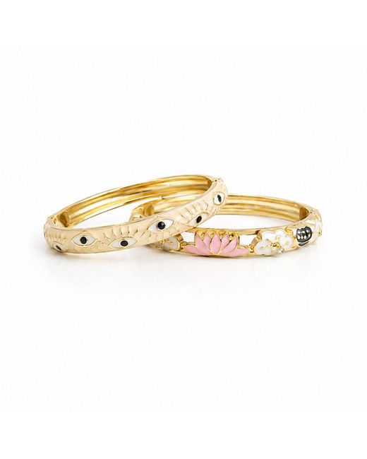 Nuvv Collection Metallic Neutrals Ivory Evil Eye Bangles