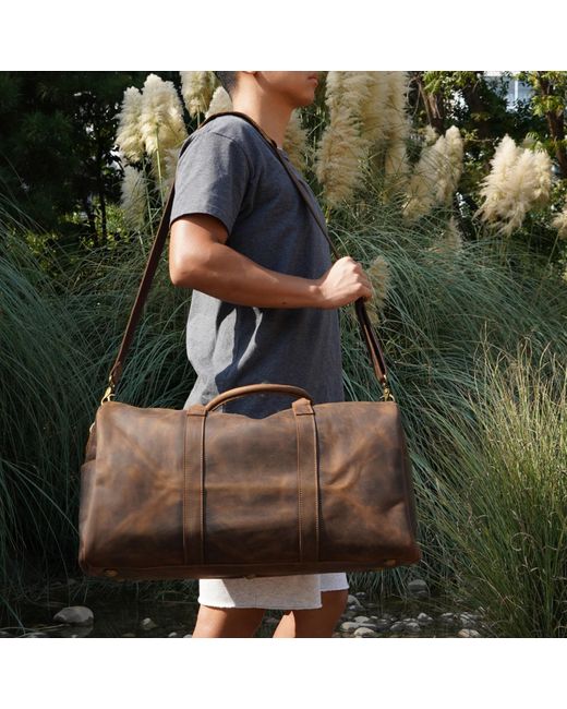 Touri Green Genuine Leather Holdall for men