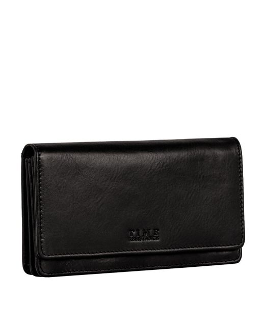 Time Resistance Black Leather Continental Wallet