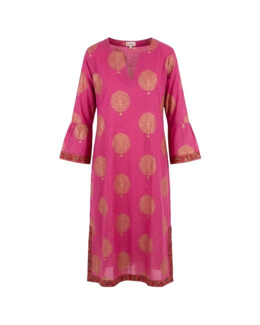 At Last Pink Cotton Belle Kaftan Dress
