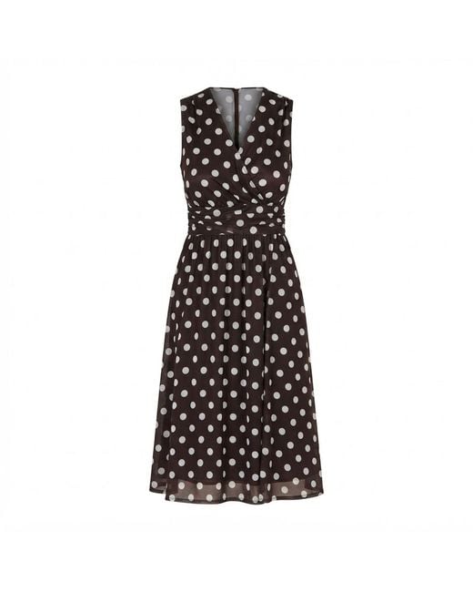 Yumi' Black Polka Dot Mesh Wrap Skater Dress With Pockets