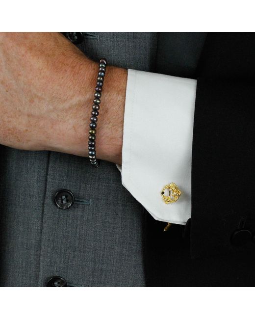 Lee Renee Metallic Diamond Rose Halo Cufflinks for men
