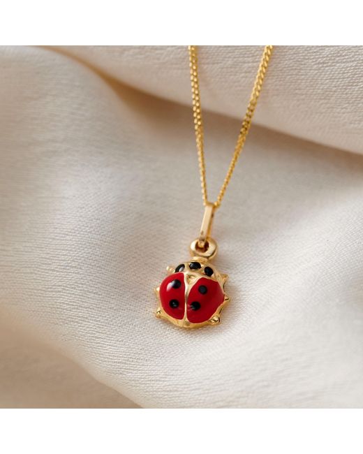 Posh Totty Designs Brown 9Ct Enamel Ladybird Charm Necklace