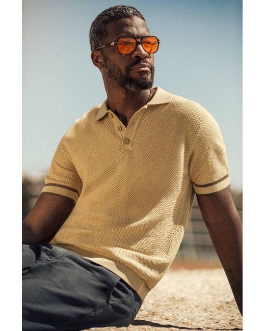 &SONS Trading Co Natural Neutrals Dempsey Knitted Polo Tan for men