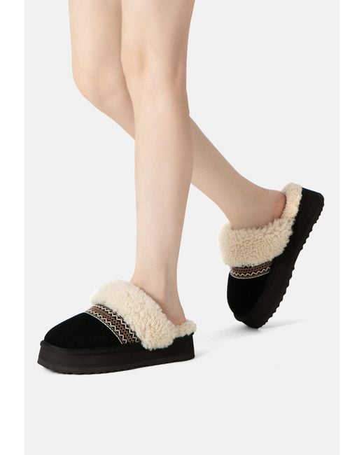EverAu Australia Black Crake Knitted Platform Slippers