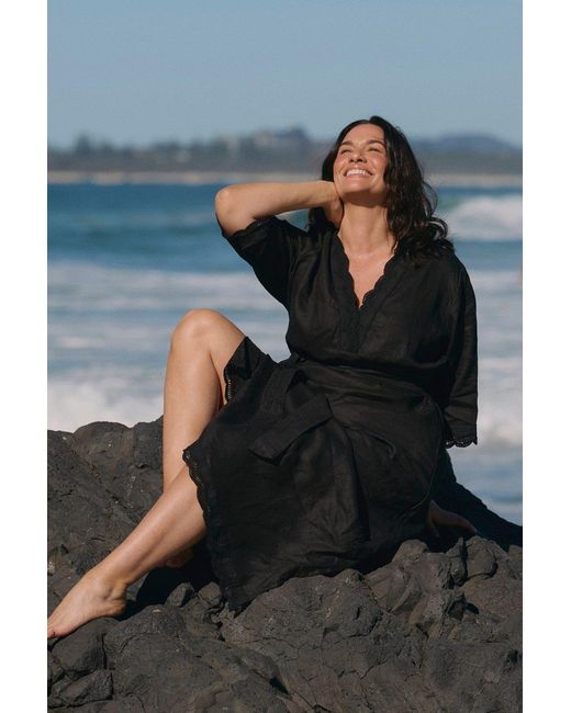 Adrift Clothing Black Tia Linen Tunic Dress